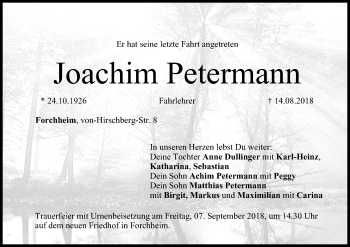 Anzeige von Joachim Petermann von MGO