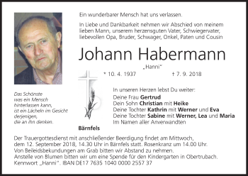 Anzeige von Johann Habermann von MGO