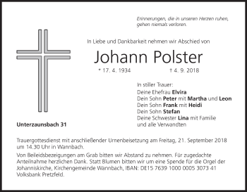 Anzeige von Johann Polster von MGO