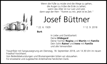 Anzeige von Josef Büttner von MGO