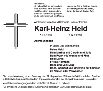 Anzeige von Karl-Heinz Held von MGO