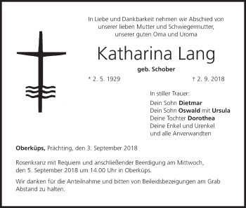 Anzeige von Katharina Lang von MGO