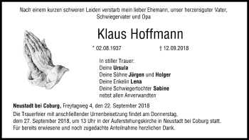 Anzeige von Klaus Hoffmann von MGO