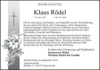 Anzeige von Klaus Rödel von MGO