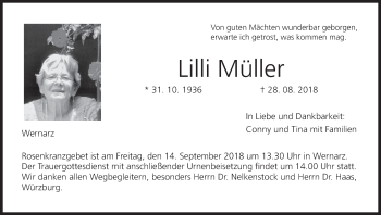 Anzeige von Lilli Müller von MGO