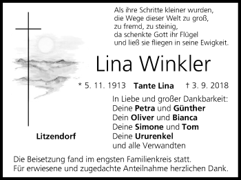 Anzeige von Lina Winkler von MGO