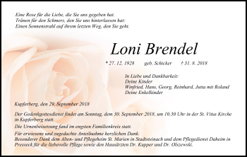 Anzeige von Loni Brendel von MGO