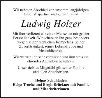 Anzeige von Ludwig Holzer von MGO