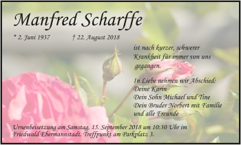 Anzeige von Manfred Scharffe von MGO