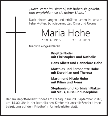 Anzeige von Maria Hohe von MGO