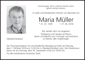 Anzeige von Maria Müller von MGO