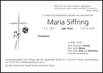 Anzeige von Maria Siffring von MGO