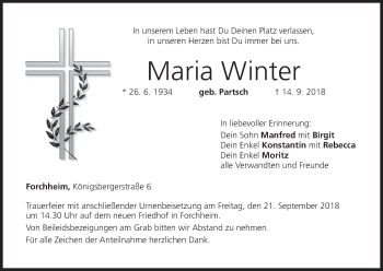 Anzeige von Maria Winter von MGO