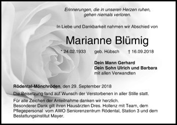 Anzeige von Marianne Blümig von MGO