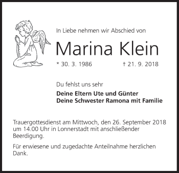Anzeige von Marina Klein von MGO