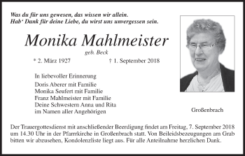 Anzeige von Monika Mahlmeister von MGO