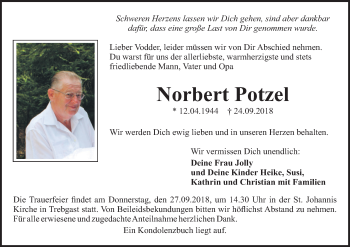Anzeige von Norbert Potzel von MGO