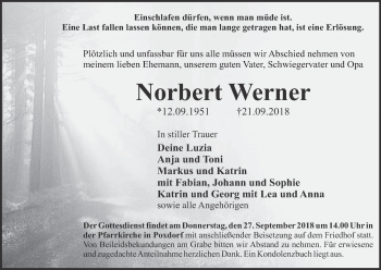 Anzeige von Norbert Werner von MGO