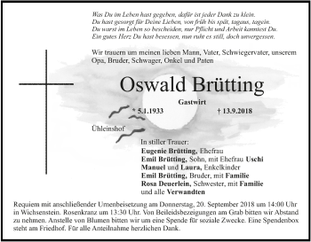 Anzeige von Oswald Brütting von MGO