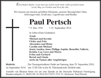 Anzeige von Paul Pertsch von MGO