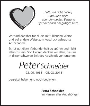 Anzeige von Peter Schneider von MGO