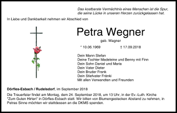 Anzeige von Petra Wegner von MGO