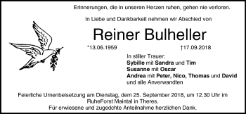 Anzeige von Reiner Bulheller von MGO
