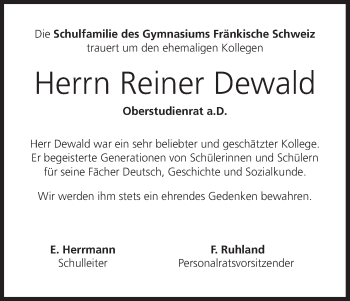 Anzeige von Reiner Dewald von MGO