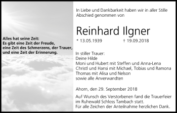 Anzeige von Reinhard Ilgner von MGO