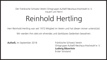 Anzeige von Reinhold Hertling von MGO
