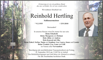 Anzeige von Reinhold Hertling von MGO