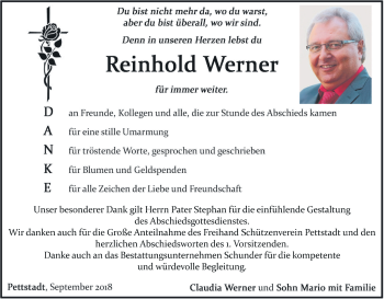 Anzeige von Reinhold Werner von MGO
