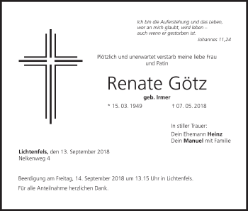 Anzeige von Renate Götz von MGO