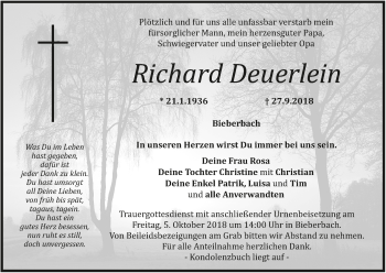 Anzeige von Richard Deuerlein von MGO