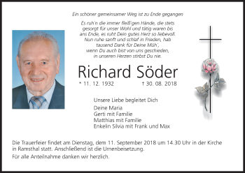 Anzeige von Richard Söder von MGO