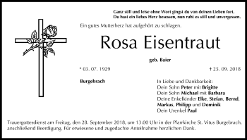 Anzeige von Rosa Eisentraut von MGO