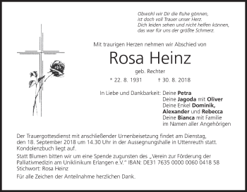 Anzeige von Rosa Heinz von MGO