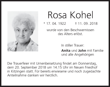 Anzeige von Rosa Kohel von MGO