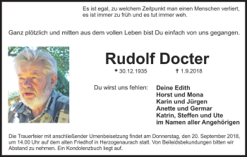 Anzeige von Rudolf Docter von MGO
