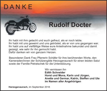 Anzeige von Rudolf Doctor von MGO