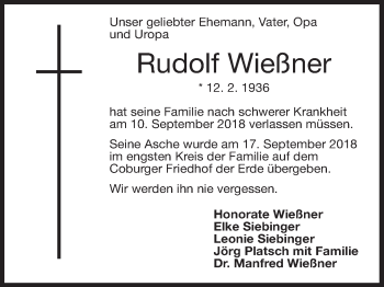 Anzeige von Rudolf Wießner von MGO