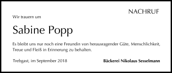 Anzeige von Sabine Popp von MGO