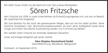 Anzeige von Sören Fritzsche von MGO