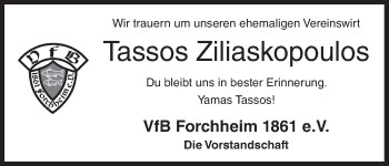 Anzeige von Tassos Ziliaskopoulos von MGO