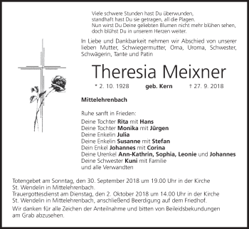 Anzeige von Theresia Meixner von MGO