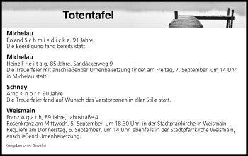 Anzeige von Totentafel vom 04.09.2018 von MGO