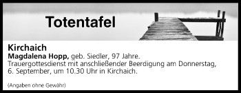 Anzeige von Totentafel vom 05.09.2018 von MGO