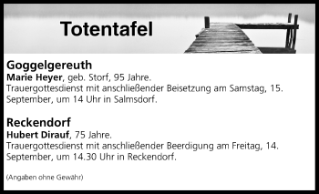 Anzeige von Totentafel vom 14.09.2018 von MGO