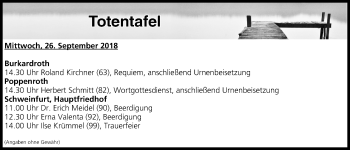 Anzeige von Totentafel vom 26.09.2018 von MGO