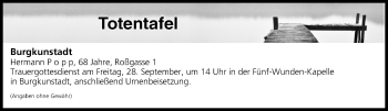 Anzeige von Totentafel vom 26.09.2018 von MGO